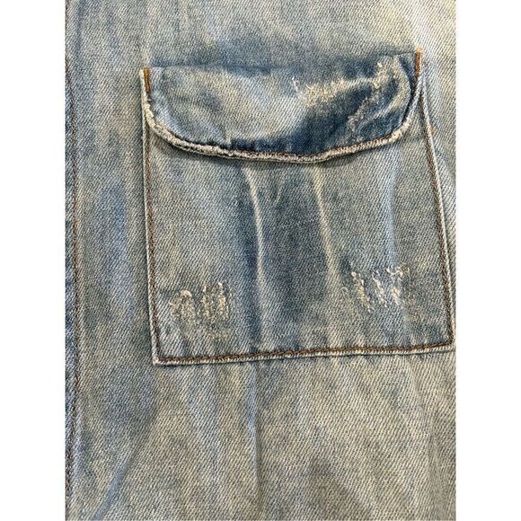 One teaspoon distressed denim chambray blue oversized button up shirt tunic s - Picture 5 of 12